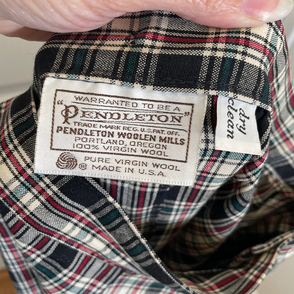 Pendleton Vintage Wool Plaid Midi Skirt Red Black Pleated Pockets Size 16 - Picture 3 of 5